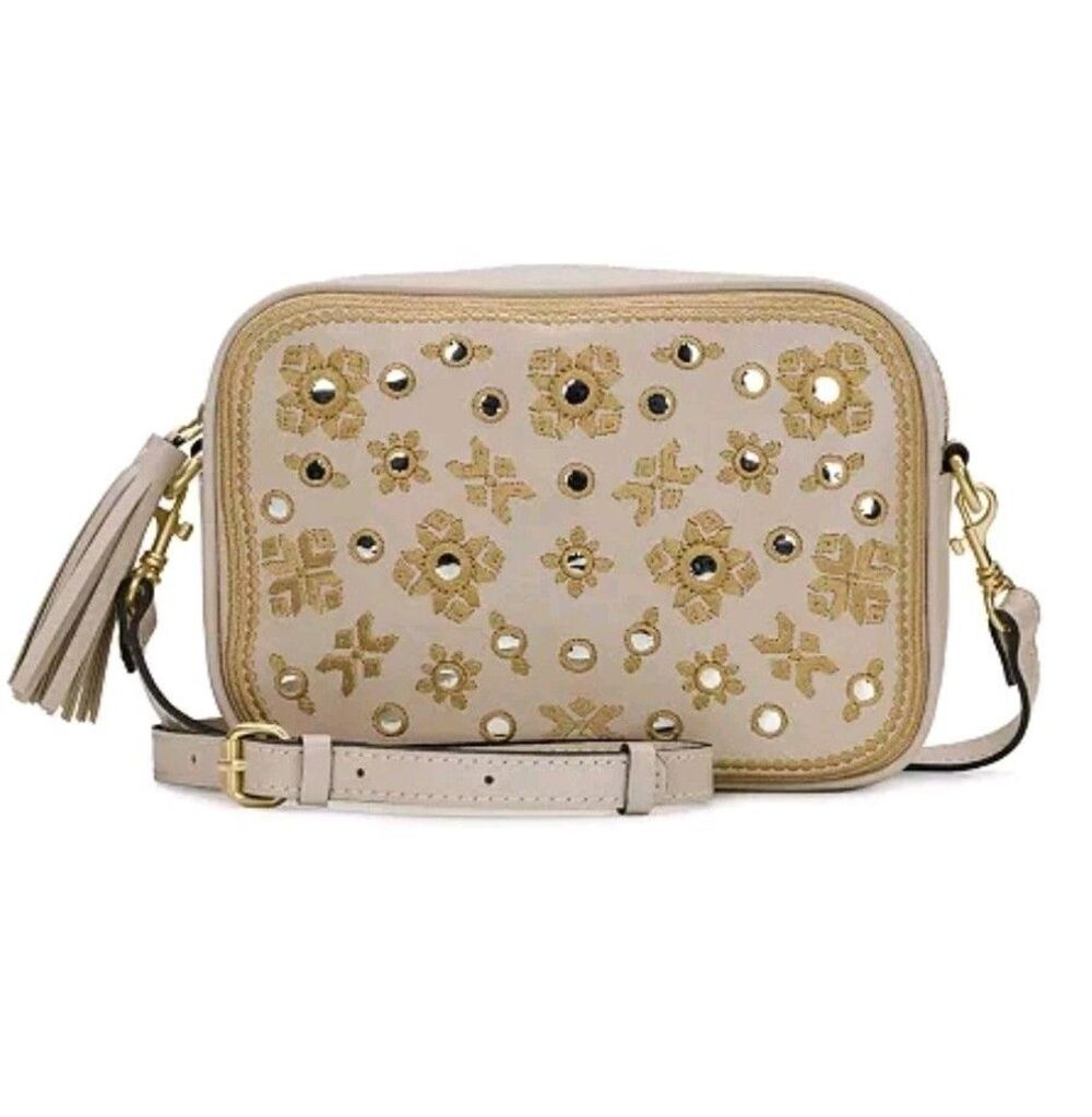 Patricia Nash Josie Small Crossbody Leather Bag Purse Greek Mirror Embroidery